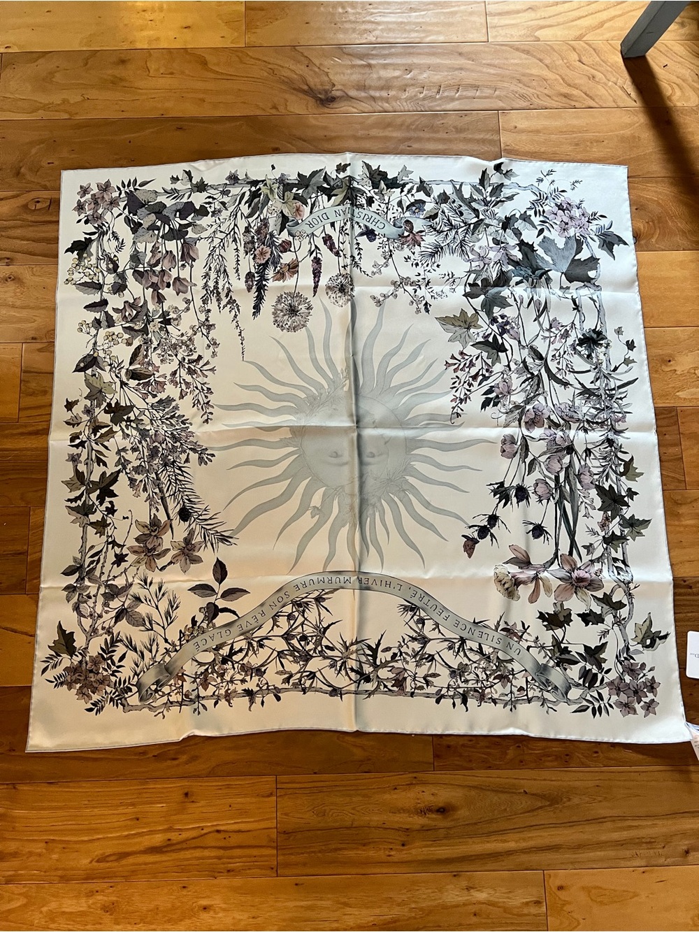Dior Floral Silk Scarf in Ivory, Taupe, Olive, and Mauve - Picture 1 of 11